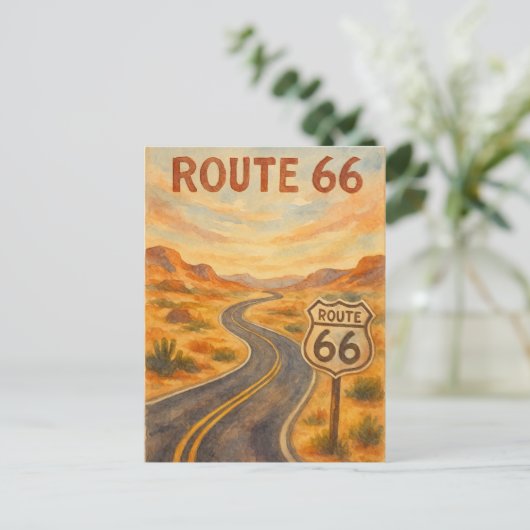 Route 66  Open Road Retro Desert Briefkaart (Staand voorkant)