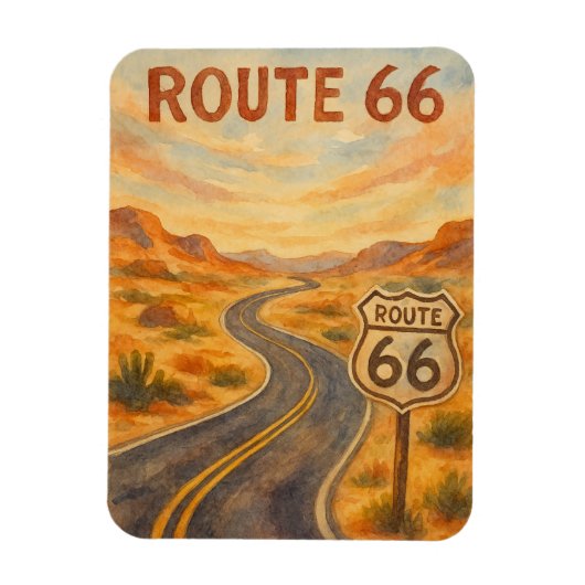 Route 66 Open Road Retro Desert Magneet (Verticaal)