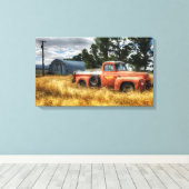 Route 66 Ophalen van Waterverf van vrachtwagens Ku Canvas Afdruk (Insitu (Houten vloer))