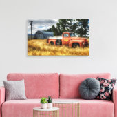 Route 66 Ophalen van Waterverf van vrachtwagens Ku Canvas Afdruk (Insitu (Woonkamer))