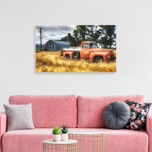 Route 66 Ophalen van Waterverf van vrachtwagens Ku Canvas Afdruk (Insitu (Woonkamer))