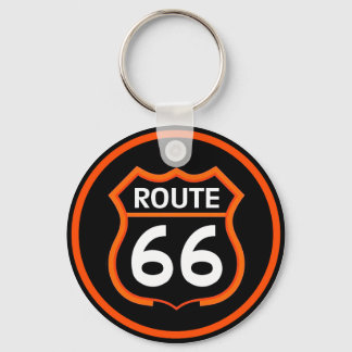 Route 66 Oranje en Zwarte Schild Sleutelhanger