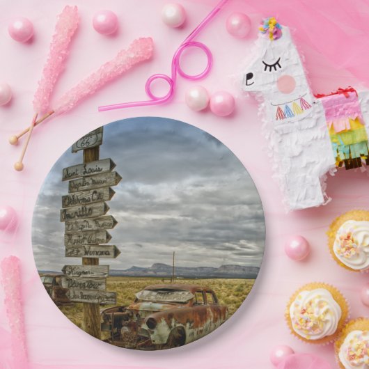 route 66 papieren bordje (Feest)