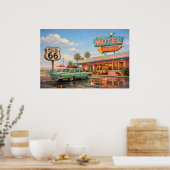 Route 66 Paradise Motel Wegrestaurant Gloed Poster (Keuken)