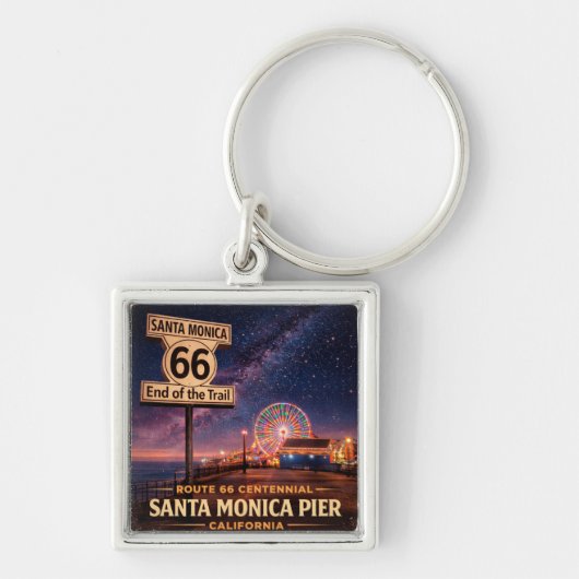 Route 66 Pier Keys Reis Souvenir Sleutelhanger (Voorkant)