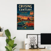 Route 66 Poolside Centennial Cruise Muur Kunst Poster (Thuiskantoor)