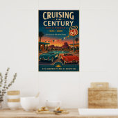 Route 66 Poolside Centennial Cruise Muur Kunst Poster (Keuken)
