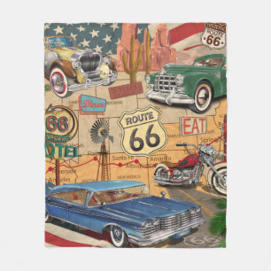 Route 66 poster. Fleece Deken