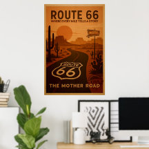 Route 66 Poster – Retro Schilderachtig Drive Art