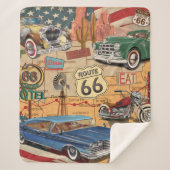  Route 66 poster. Sherpa Deken (Voorkant)