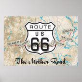 Route 66 Poster van de Kaart (Voorkant)