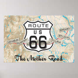 Route 66 Poster van de Kaart