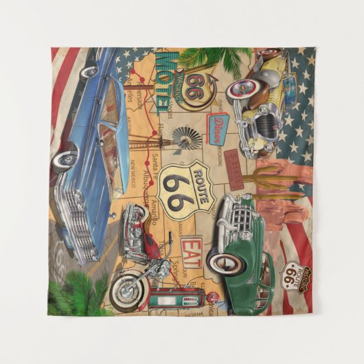 Route 66 poster. Wandkleed (Voorkant (horizontaal))