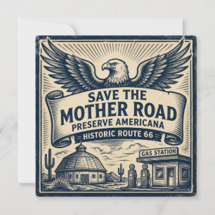 Route 66 Preserve Americana Eagle Wegkunst Kaart
