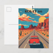 Route 66 Red Car Desert Drive  Briefkaart (Voorkant / Achterkant)