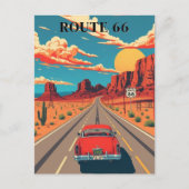Route 66 Red Car Desert Drive  Briefkaart (Voorkant)