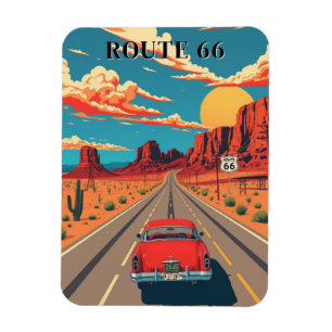 Route 66 Red Car Desert Drive  Magneet