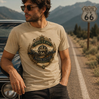 Route 66 Reisgenootschap Vintage Kompas Crest Tri-Blend Shirt
