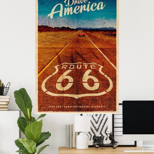  Route 66 Reisposter Poster (Thuiskantoor)