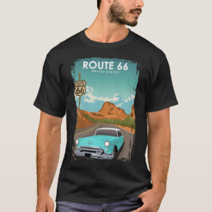 Route 66 Retro Amerikaanse Reisposter T-shirt