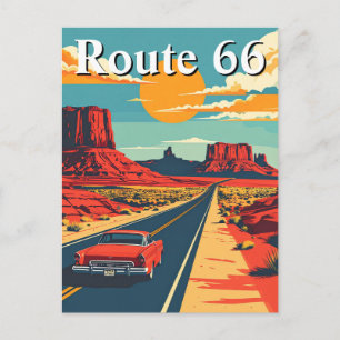 Route 66 Retro Auto Vintage Americana Reis Briefkaart