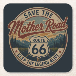 Route 66 Retro Bergbadge National Park Stijl Kartonnen Onderzetters