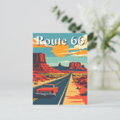 Route 66 Retro Car Vintage Americana Travel Briefkaart (Staand voorkant)