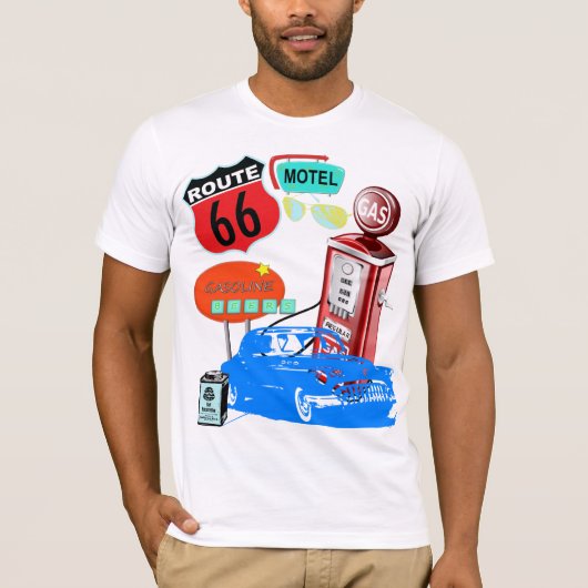 route 66 retro drijfshirt t-shirt (Voorkant)