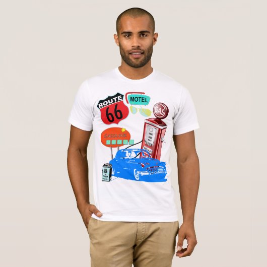 route 66 retro drijfshirt t-shirt (Voorkant volledig)