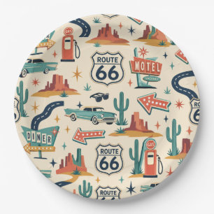 Route 66 Retro Feest Tafelaccenten Papieren Bordje