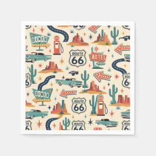 Route 66 Retro Feest Wegdecoratie Servet
