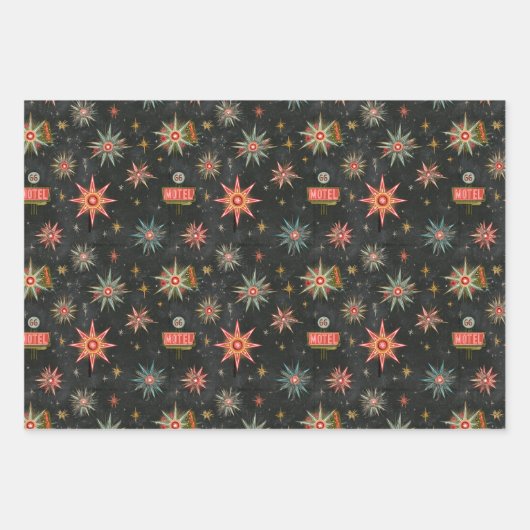 Route 66 Retro Kerststijl Inpakpapier Vel (Voorkant)