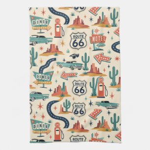 Route 66 Retro Keuken Stijl Theedoek