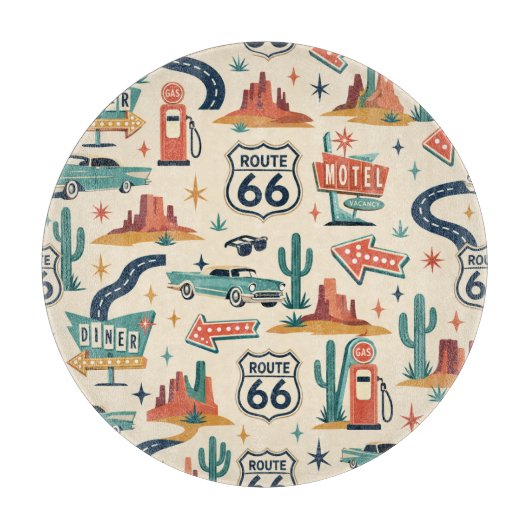 Route 66 Retro Keuken Wegrestaurant Sfeer Snijplank (Voorkant)