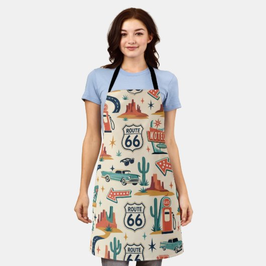 Route 66 Retro Kookreis Schort (Gedragen)