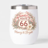 Route 66 Retro Roze Kerst Mis & Geluk (Voorkant)