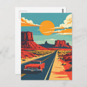 Route 66 Retro USA  Americana Reizen Briefkaart (Voorkant / Achterkant)
