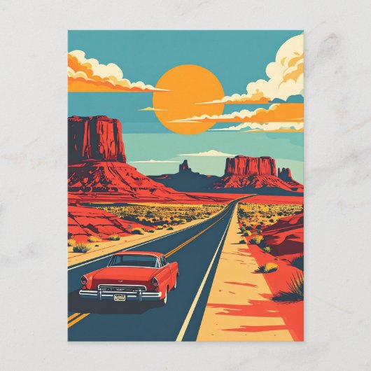 Route 66 Retro USA  Americana Reizen Briefkaart (Voorkant)