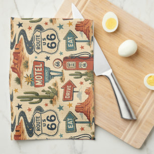 Route 66 Retro Wegrestaurant Amerikaans Keuken Dec Theedoek