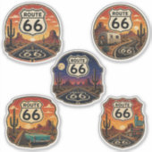 Route 66 Retro Woestijn Embleem Mother Road Sticker (Voorkant)