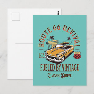 ROUTE 66 REVIVAL - GEBASEERD OP VINTAGE - BEL AIR BRIEFKAART