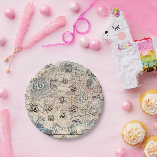 Route 66 Road Map Papieren Bordje (Feest)