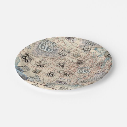 Route 66 Road Map Papieren Bordje (Gekanteld)