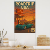 Route 66 Road Trip - Retro Amerikaanse Reizen Poster (Keuken)