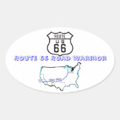 Route 66 Road Warrier Ovale Sticker (Voorkant)