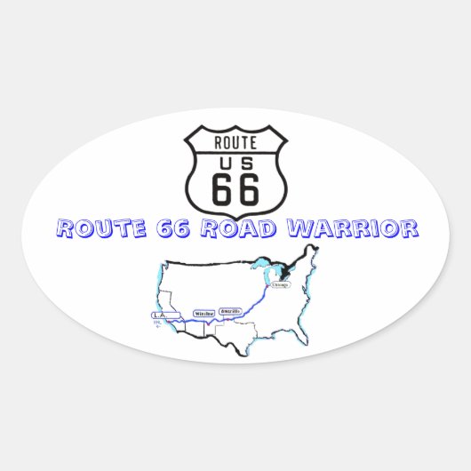 Route 66 Road Warrier Ovale Sticker (Voorkant)