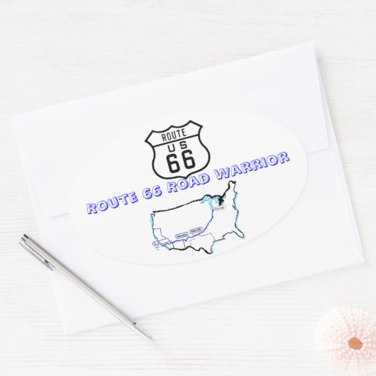 Route 66 Road Warrier Ovale Sticker (Envelop)