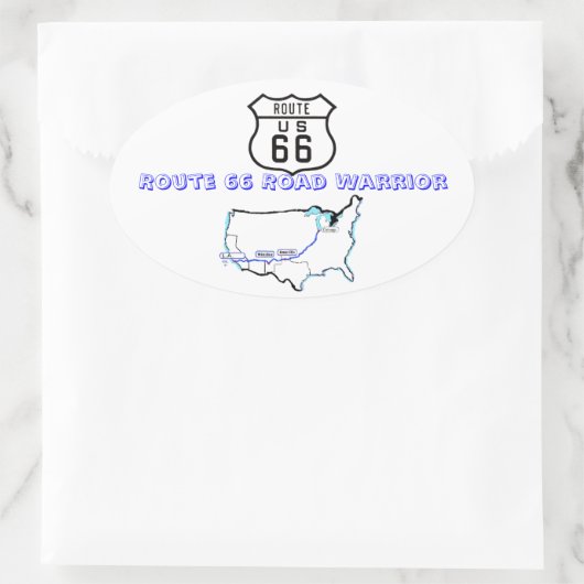 Route 66 Road Warrier Ovale Sticker (Tas)