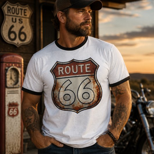 Route 66 Roestig Wegbord T-shirt