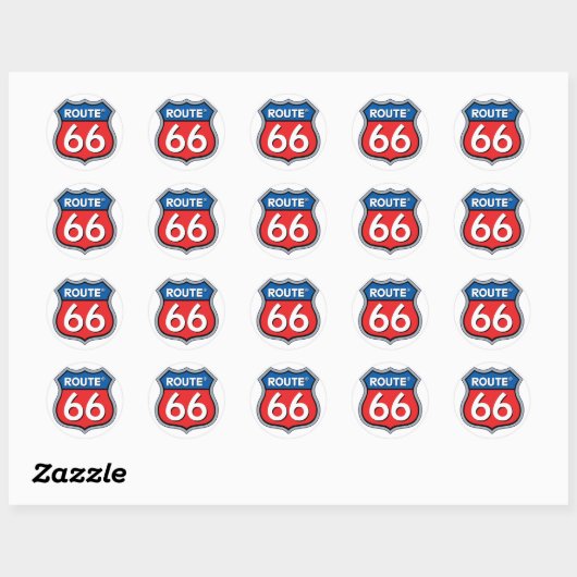 Route 66 ronde sticker (Vel)